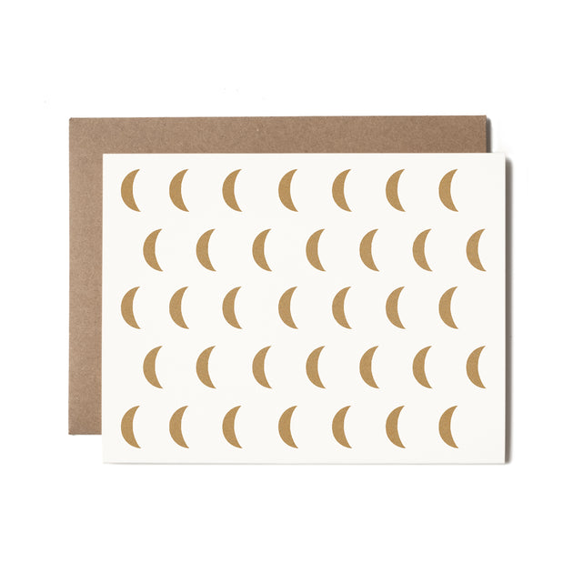 Gold Moon Pattern Riso Printed Card