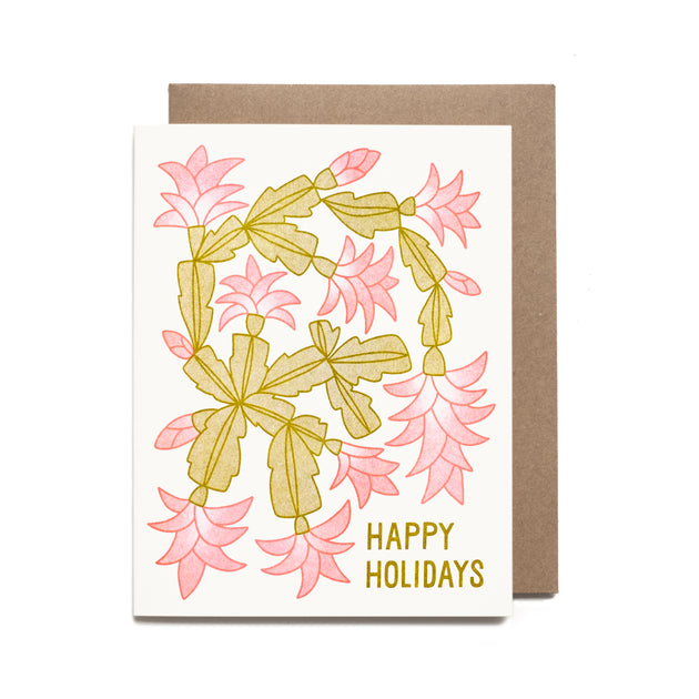 Christmas Cactus Screen Printed Holiday Card