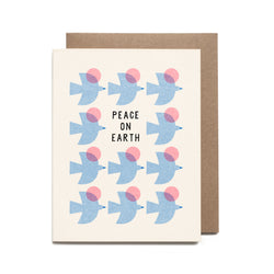 Blue Birds Peace Risograph Card