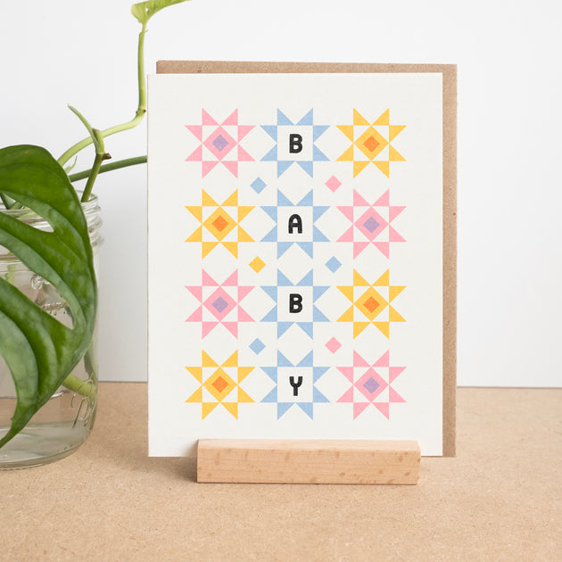 Baby Quilt Risograph Card