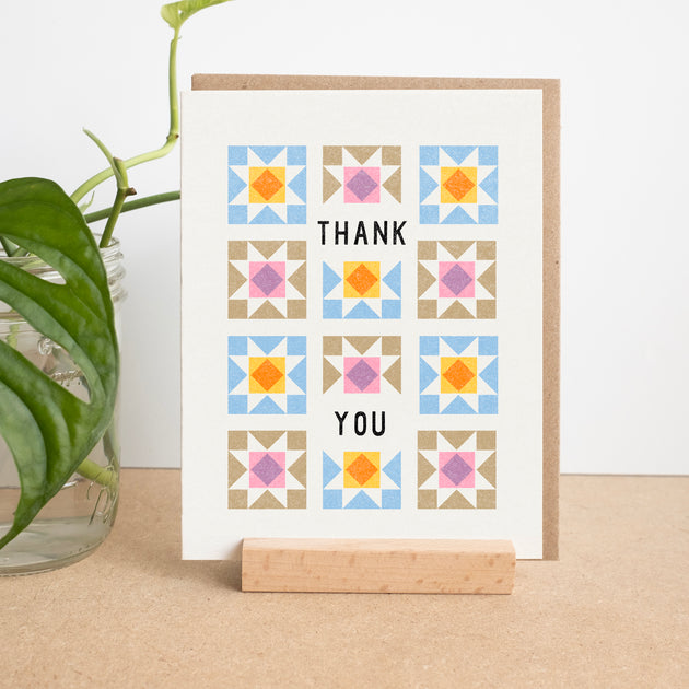 Thank You Quilt Risograph Card