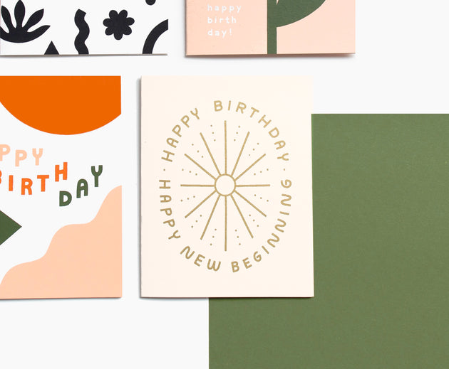 Birthday New Beginning Screen Printed Card