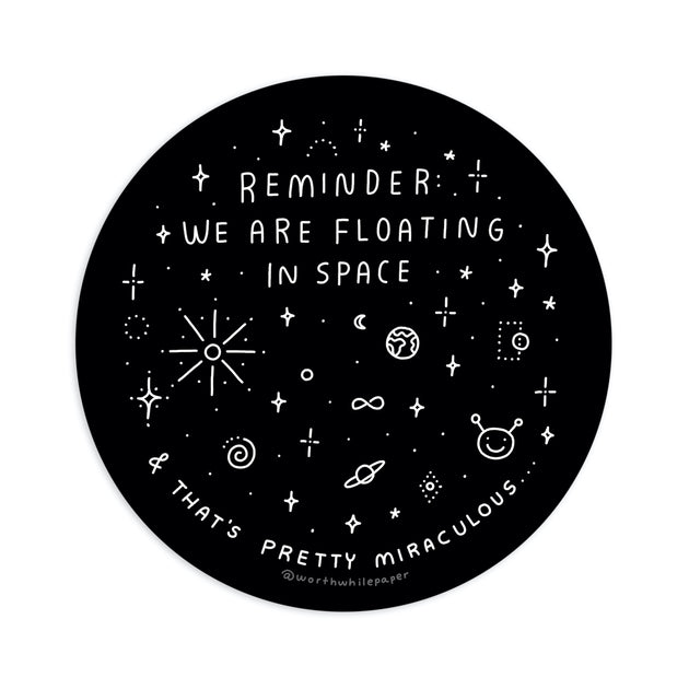 Floating In Space Die Cut Sticker