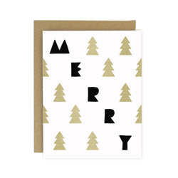 Sale - Merry Trees Holiday Screen Printed Card