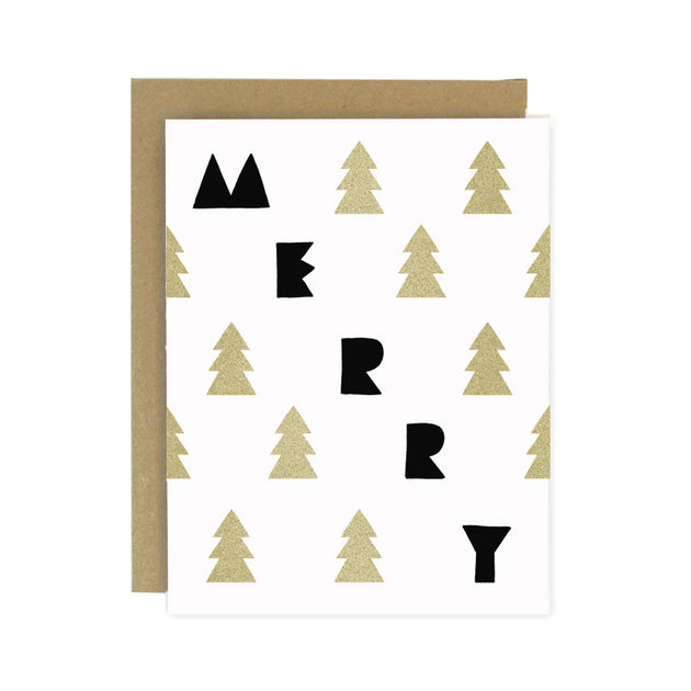 Sale - Merry Trees Holiday Screen Printed Card