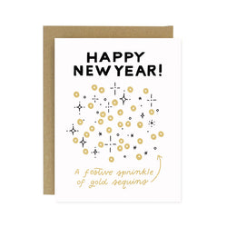 Sale - New Year Sequins Screen Printed Card