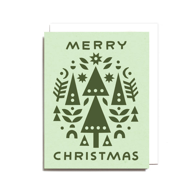 Merry Christmas Collage Screen Printed Card