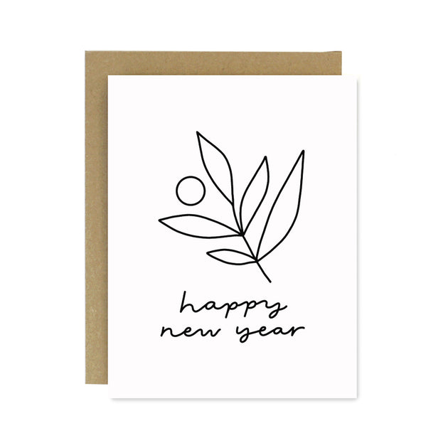 Happy New Year Branch Screen Printed Card