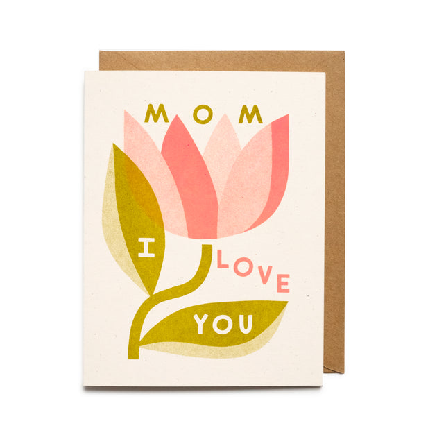 Mom I Love You Riso Printed Card