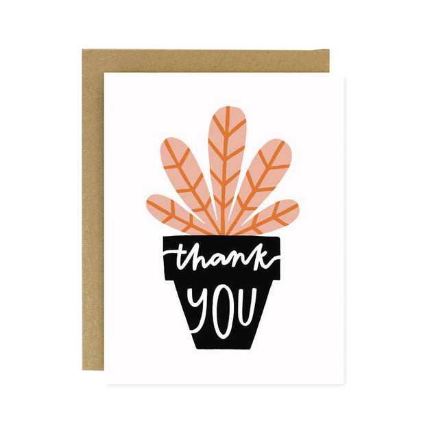 Thank You Potted Plant Screen Printed  Card