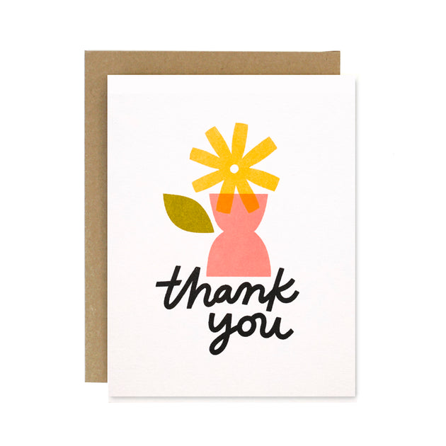 Thank You Flower Vase Risograph Card