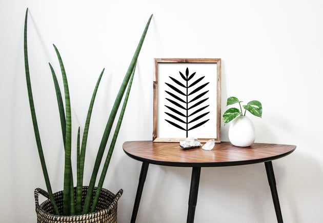 Sale - Modern black palm leaf 11x14 Screen Print