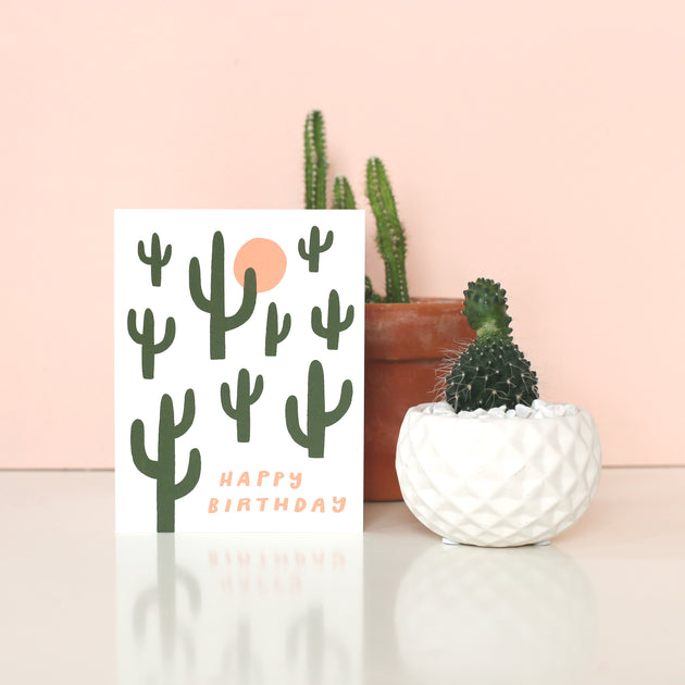 Cactus Birthday Screen Printed Card