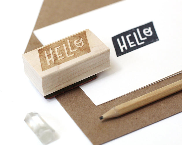 Hello Shape Rubber Stamp
