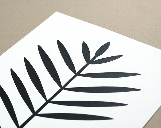 Sale - Modern black palm leaf 11x14 Screen Print