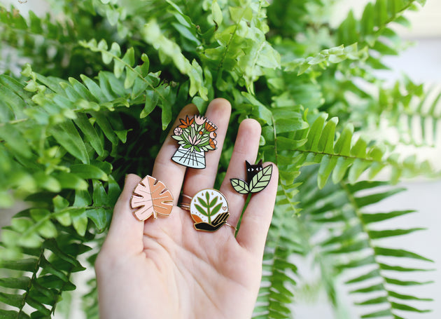 Cat in Leaves Enamel Pin