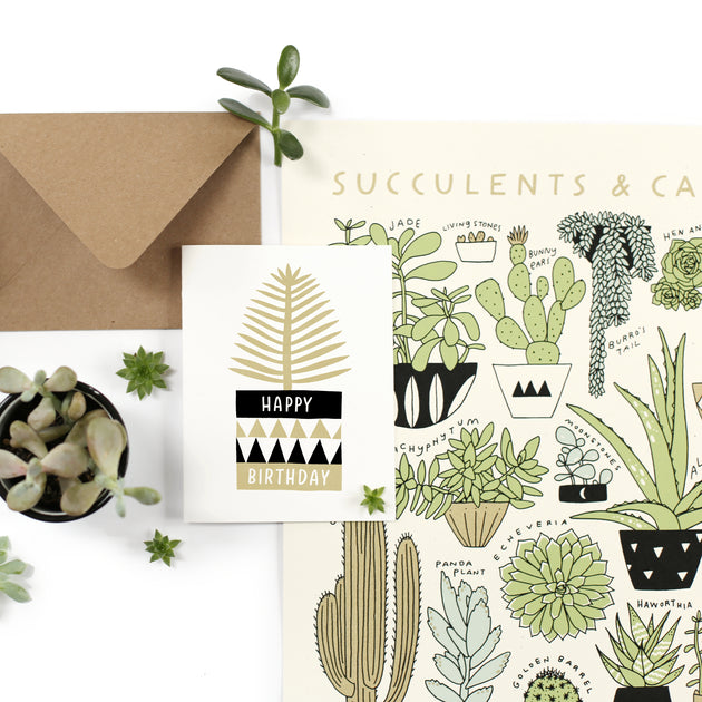 Sale - Birthday Potted Plant Screen Printed Card