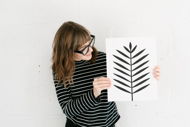 Sale - Modern black palm leaf 11x14 Screen Print